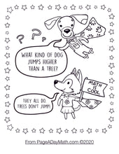 Load image into Gallery viewer, cute cartoon dogs and kids dog jokes for kindergarteners about  trees with stars around the edge
