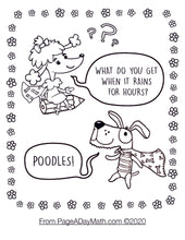 Load image into Gallery viewer, cute cartoon dogs and kids dog jokes for kindergarteners  about rain
