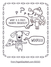 Load image into Gallery viewer, cute cartoon dogs and kids dog jokes for kindergarteners about waffles