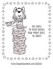 Load image into Gallery viewer, counting coloring pages about books for preschoolers