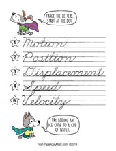 Load image into Gallery viewer, 100 FUN PHYSICS Words Cursive Handwriting Book