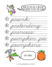 Load image into Gallery viewer, 100 HAPPY HALLOWEEN Words Cursive Handwriting Book