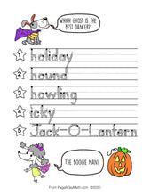Load image into Gallery viewer, 100 HAPPY HALLOWEEN Words Print Handwriting Book