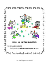 Load image into Gallery viewer, 100 HAPPY HALLOWEEN Words Print Handwriting Book