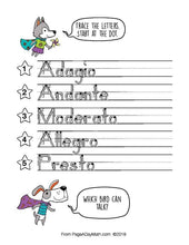 Load image into Gallery viewer, 100 MERRY MUSIC Words Print Handwriting Book