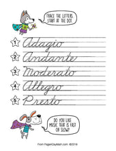 Load image into Gallery viewer, 100 MERRY MUSIC Words Cursive Handwriting Book