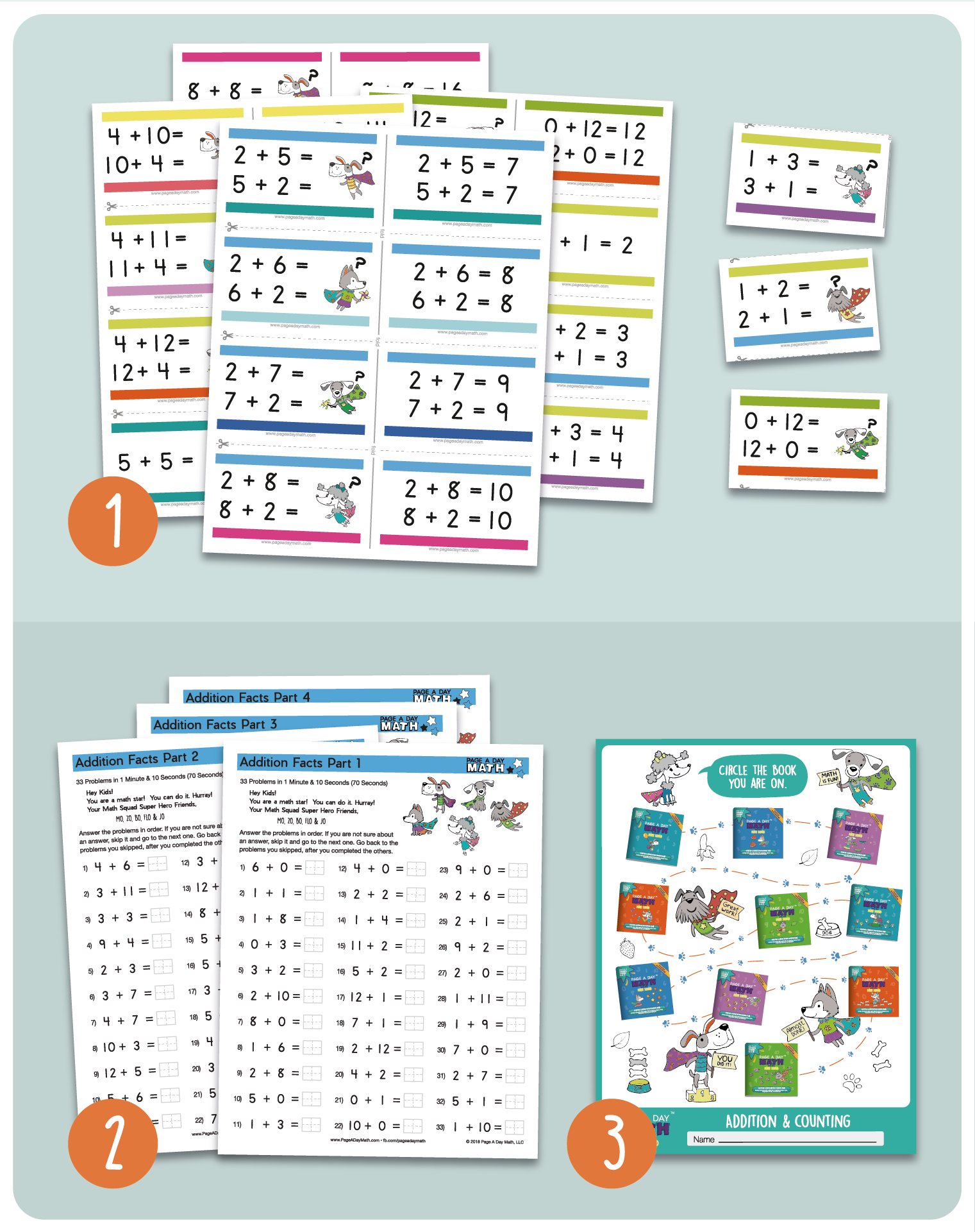 Kindergarten Addition Kit - Worksheets, Activities, Flashcards