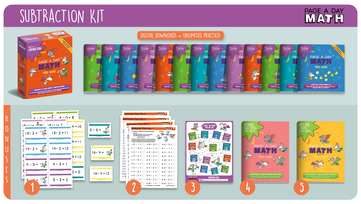 First Grade Subtraction Kit - Fun Subtraction Worksheets & Activities ...