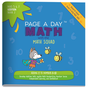 Series 6: ADDITION (age 5-8) 12-Book Series, Flash Cards & Assessments - Page A Day Math with the Math Squad
