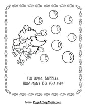 Load image into Gallery viewer, counting coloring pages for preschoolers wiht bubbles