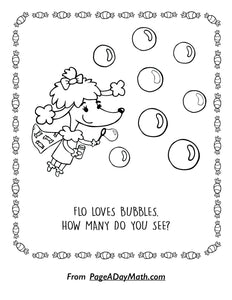 counting coloring pages for preschoolers wiht bubbles