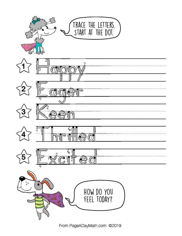 adorable-adjectives-print-cursive-handwriting-practice-pageadaymath