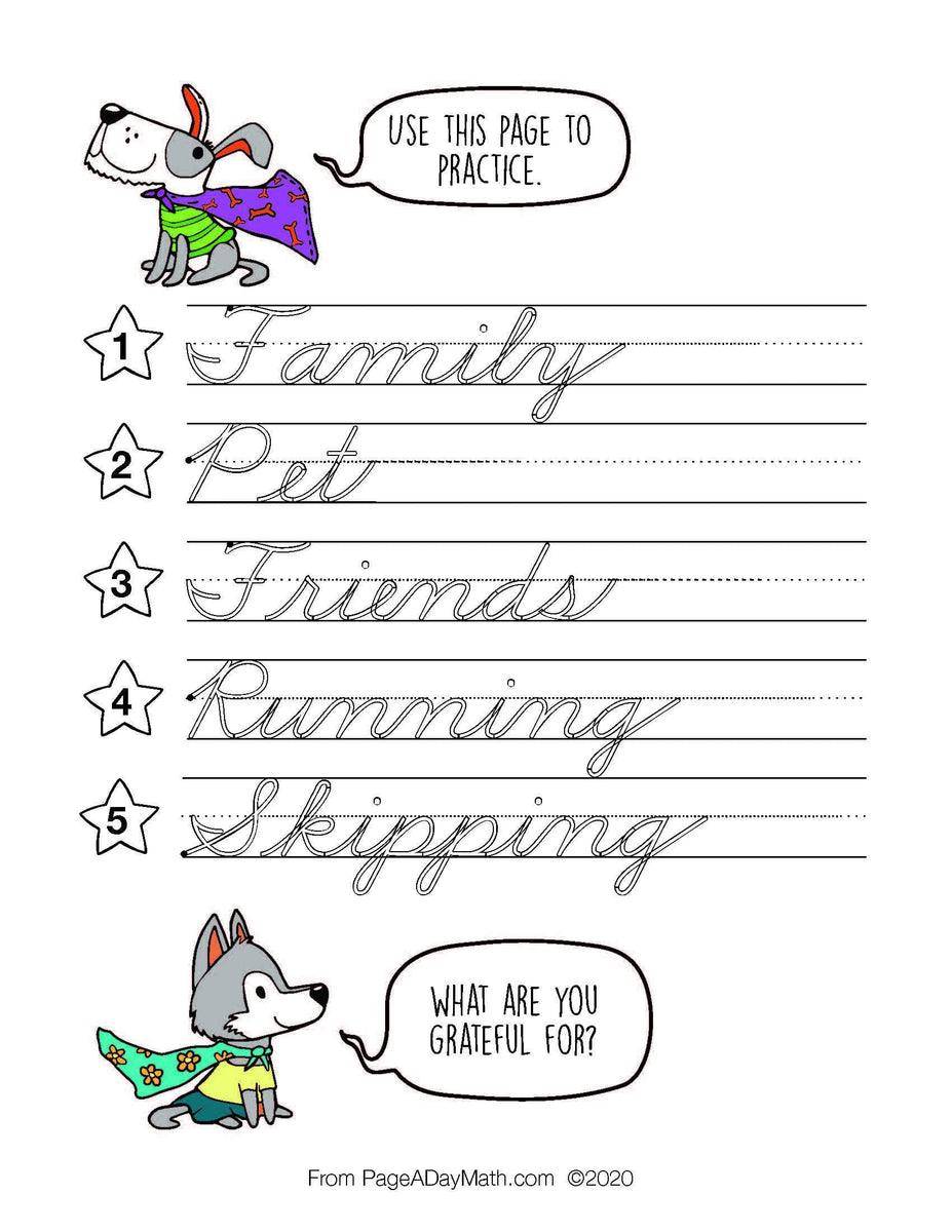 100 EVERYDAY THINGS to be GRATEFUL FOR Cursive Handwriting Book – Page ...