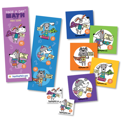 Stickers, Tattoos Bookmarks Featuring the Math Squad