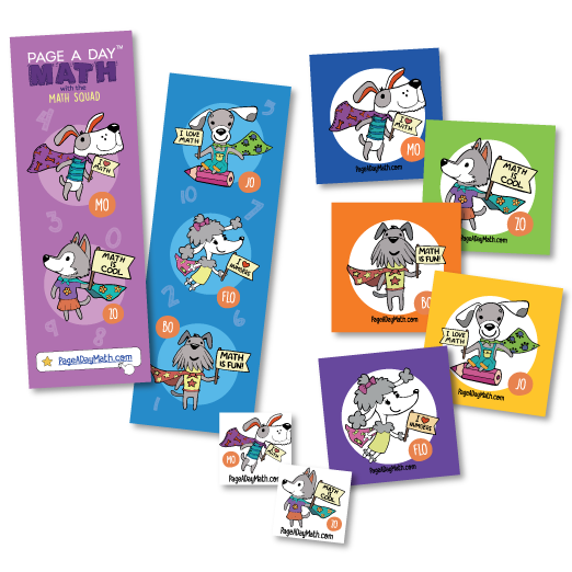Stickers, Tattoos Bookmarks Featuring the Math Squad