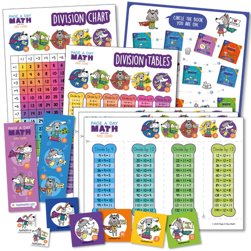 Division Table, Division Chart, Division Activity, Stickers