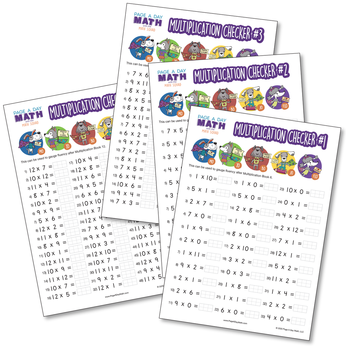 Multiplication Checker Multiplication Assessments: 4 Printable Multiplication Assessment Tests ...