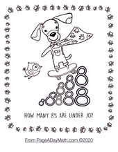 Load image into Gallery viewer, coloring page with cartoon dog with a skateboardcounting coloring pages for preschoolers about the number 8 