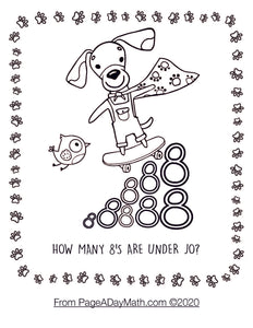 coloring page with cartoon dog with a skateboardcounting coloring pages for preschoolers about the number 8 