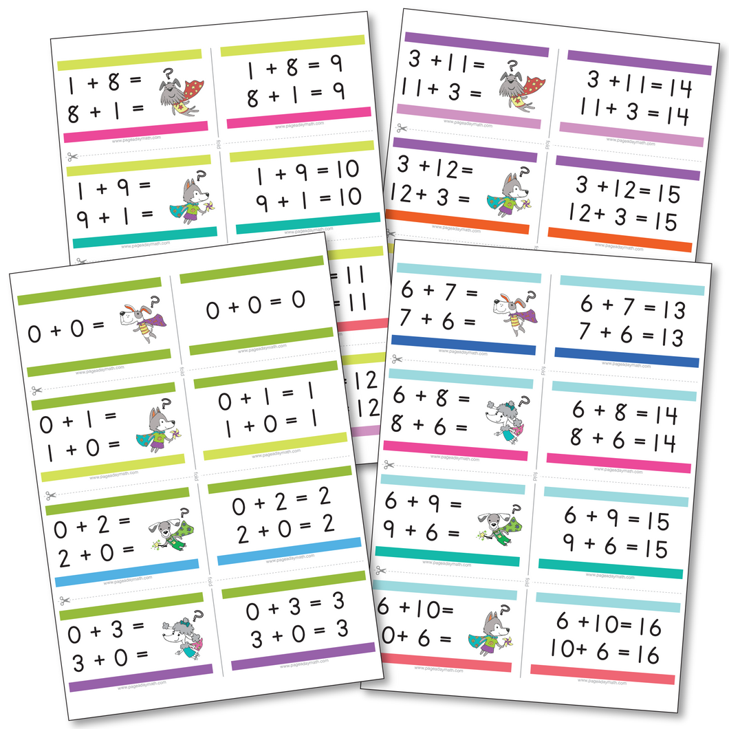 Addition Flashcards | Addition Facts up to 12+12=24