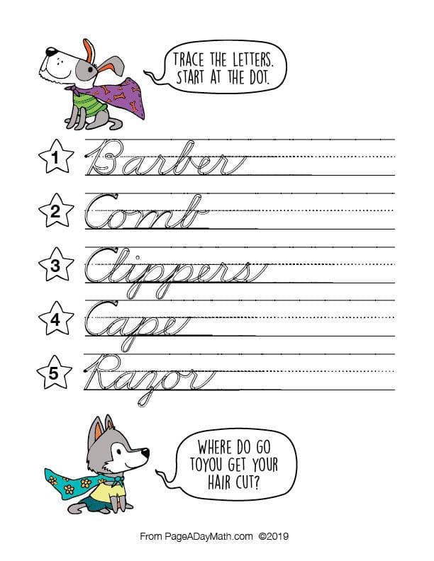 100 PLACES & SPACES Words Cursive Handwriting Book – Page A Day Math