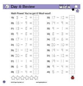 Subtraction & Handwriting Review Book | up to 24-12=12