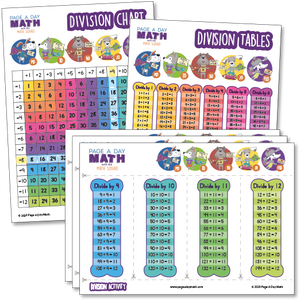 Division Table, Division Chart, Division Activity, Stickers