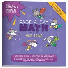 Load image into Gallery viewer, SUBTRACTION &amp; HANDWRITING Review Book - Page A Day Math with the Math Squad